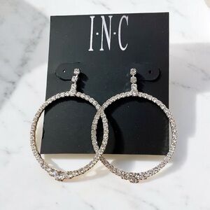 NWT INC Silver Rhinestone hoops